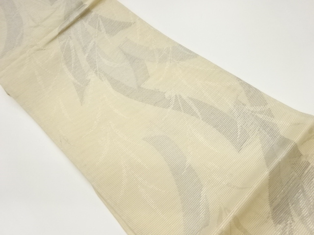  紗 葉模様織出し袋帯